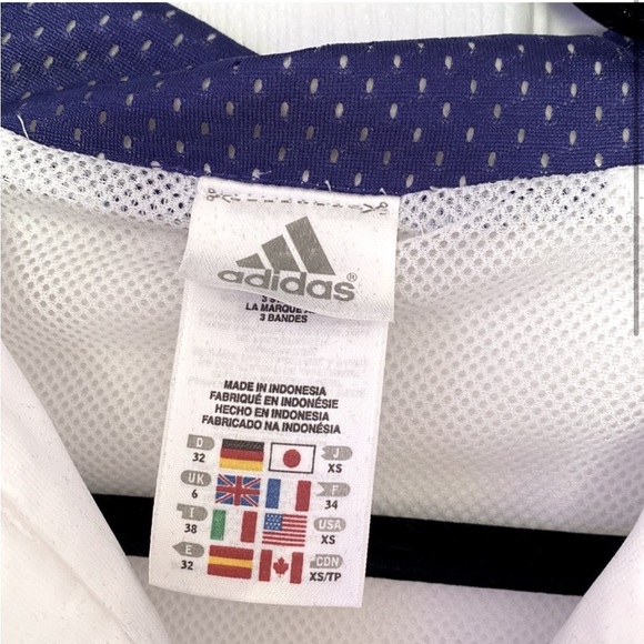 Adidas Full Zip White and Blue Jacket - Picture 3 of 4